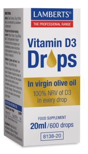 VITAMIN D3 Droppar - 20ml - Flytande D vitamin (varje droppe 200iu)