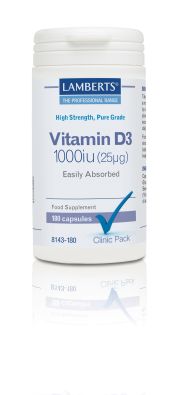 Vitamin D (kolekalciferol D3) 1000iu (25µg) - 180 kapslar